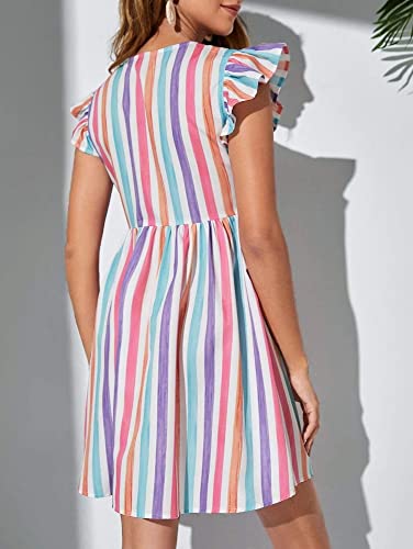 Image of DHRUVI Trendz Women's A-Line Mini Dress | Stylish One Piece for Women | Short Sleeve V-Neck Casual Dress | Trendy Summer, Vacation & Daily Outfit