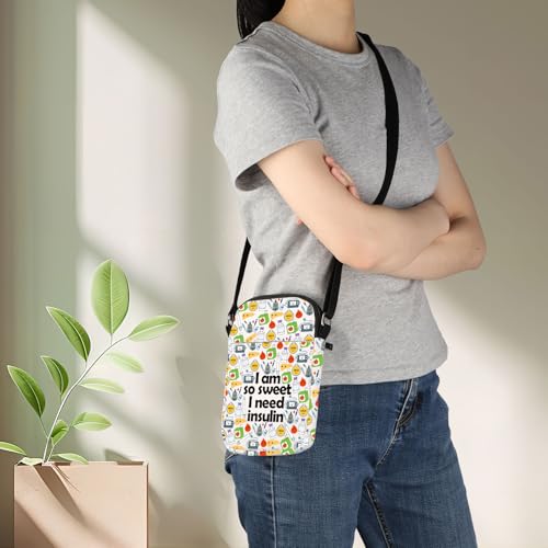 KEYCHIN T1D Crossbody Bag Diabetes Awareness Gifts I'm So Sweet i Need Insulin Gifts Type 1 Diabetes Warrior Shoulder Bag4