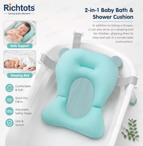 Image of Premium Soft and Safe Baby Bath Cushion for Comfortable Bathing (Blue)