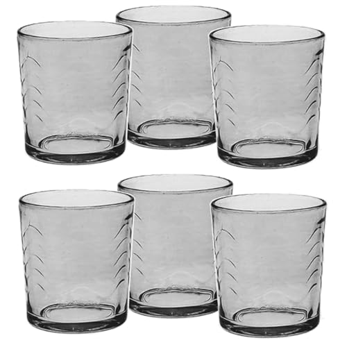 Bicchieri Eleganti retro' grigio fume Stile Raffinatezza in Vetro 26cl Set di 6 in casa per Ogni Tavola e Occasione bar hotel ristorante