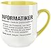 vanVerden Curved Tasse - Informatiker Wikipedia Spruch Motto Motiv Berufe - beidseitig Bedruckt - Geschenk Idee Kaffeetasse, Tassenfarbe:Weiß/Gelb