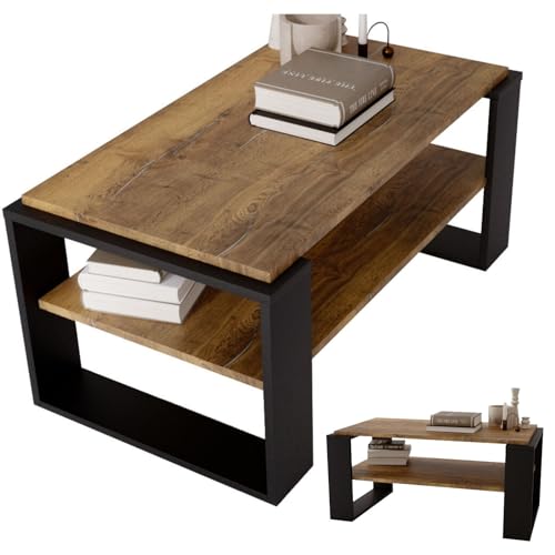 CraftPAK Wohnzimmer Tisch für Couch aus hochwertigem Holz, Stabiler & moderner Couchtisch...