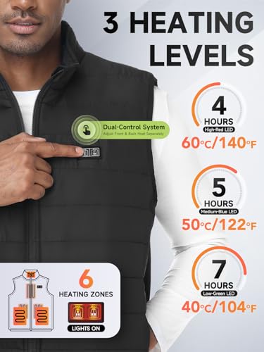 LABEWVI Heated Vest for Men Women with Battery Pack 5V 10000mAh, Rechargeable Heating Electric Lightweight Vest3