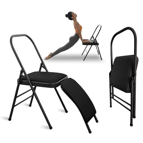 Folding Yoga Stretch Chair - Premium Yoga Support with Back...