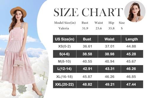 Ebossy ITNW315 Women'S Laced Embroidered Tulle Bib Dress Casual Loose Adjustable Straps Maxi Dress thumb #4