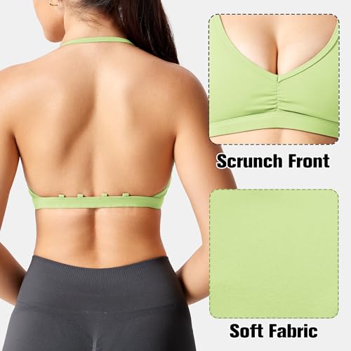 Image of YEOREO CoreFlex Workout Sports Bras for Women Padded Strappy Open Back Gym Bra Light Impact Criss Cross Yoga Crop Top