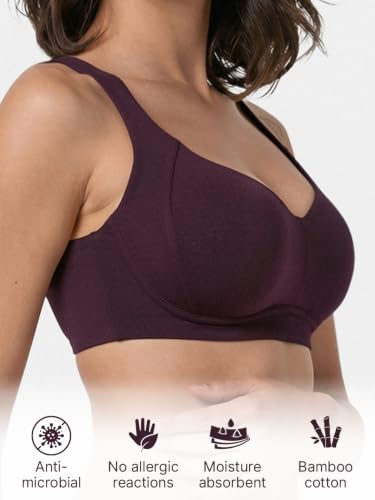 Image of Enamor Bamboo Cotton A077, Side Support, Everyday Women's T-Shirt Bra - 3X Softer, 4X More Absorbent, Antimicrobial, Padded, Wirefree, Full Coverage