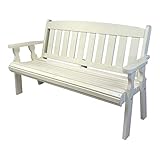 Amish Casual Outdoor Heavy Duty 800 LB Mission Pressure Treated Garden Bench(5 Foot, Semi-Solid White Stain)