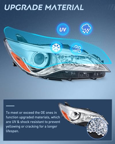 Image of Nilight Headlight Assembly Compatible with 2015 2016 2017 LE SE XLE Toyota Camry Headlamps Replacement Chrome Housing Amber Reflector Clear Lens Driver and Passenger Side