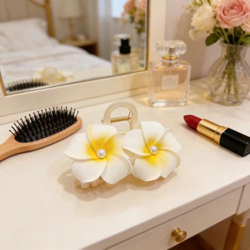 Pinza para cabello Egg Flower 2024, clip grande con diseño floral hawaiano para cabello grueso para mujer miniatura 5