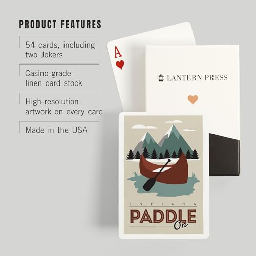 Lantern Press Indiana, Paddle On, 52 Cartas Póker miniatura 3
