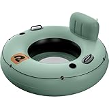 Retrospec Siesta Float 48' Inflatable River Tube | Heavy-Duty Water Float w/Backrest & Cup Holders | 300 lbs | Repair Kit | Pool, Lake & River