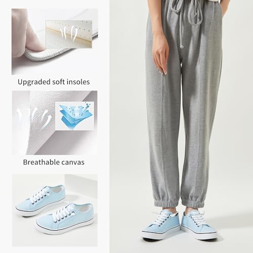 Image of Women Canvas Sneaker Slip On Non Slip Casual Shoes Lace Up Canvas Low Top White Shoes Loafers for Women Fashion Black Sneaker