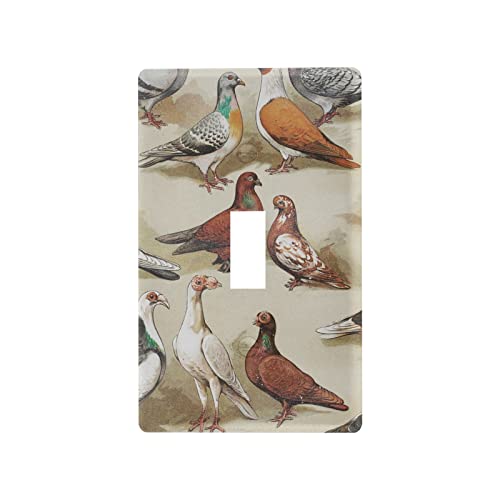 Vintage Seamless House Pigeons at the End of 19th Century Toggle Switch Print Toggle Wall Plate, Switch Plate Cover for Living Room Bedroom Bathroom Office and School