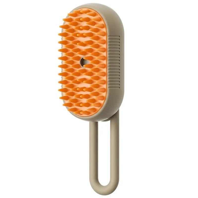 3-in-1 Cat Grooming Brush – Water Spray & Self-Cleaning Shedding Brush for Cats & Dogs – Pet Hair Removal & Massage Comb for Long & Short Hair (beige).