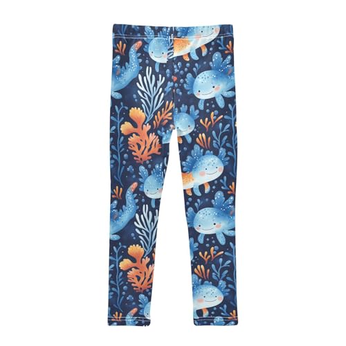 Boccsty Featuring Axolotls Blue Girls Leggings Kids Yoga Pants Dance Active Tights 4T2