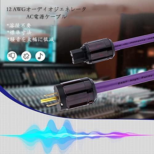 Audiophile Hifi Audio Power Cable, 12Awg 7N Occ Us Ac Mains Supply Power Cord, 24K Gold Plated 3-Prong Plug And Iec320-C15 Female Connector, 125V/15A For Subwoofer, Amplifier, Hdtv. (3.3Ft/1M) #TOP1