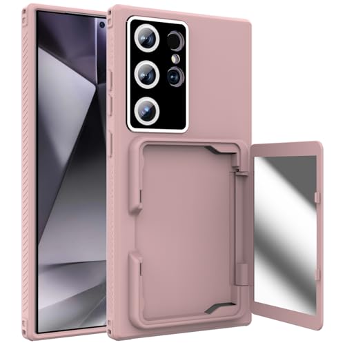 Coque Galaxy S24 Ultra avec miroir intégré et protection intégrale rose LUVI