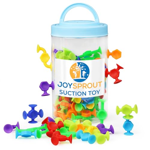 JoySprout 114 Pcs Strong Baby Bath Toys - 8 Multicolor Shapes Bath Suction Toys for Creative Play and Sensory Enhancement, Easy to use Toddler Bath Toy - Suction Cup Toy Suitable for Older Kids