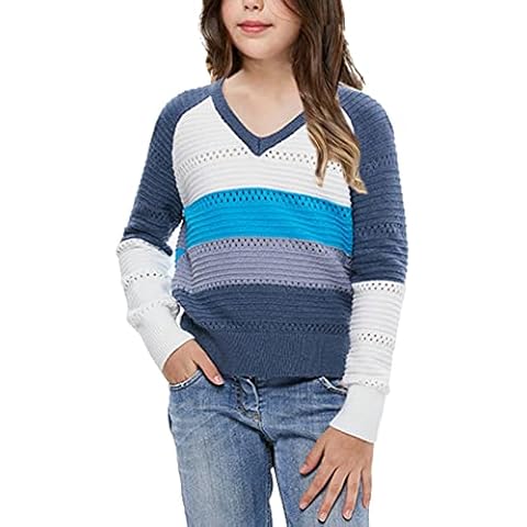 Amarmia Girls' Colour Block V Neck Sweater Cover