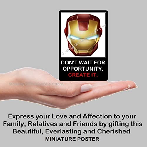Image of LADY HAWK Iron Man Arc Reactor Poster Motivational and Inspirational Quotes Miniature Picture with magnetic backing. Directly sticks to any Metal Surface. Size 10x7cms Ironman Poster Series (AV47)