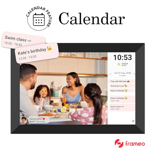 Image of 32GB FRAMEO 10.1 Inch Smart WiFi Digital Photo Frame 1280x800 IPS LCD Touch Screen, Auto-Rotate Portrait and Landscape, Built in 32GB Memory, Share Moments Instantly via Frameo App from Anywhere