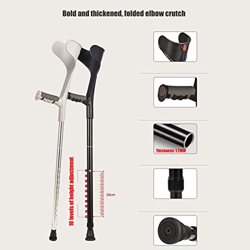Muleta de Codo Muletas Plegables, muletas de Brazo Ligeras, muletas de Codo con Puntas de Goma Antideslizantes, Ideales for Viajar o Trabajar. Téngalo en Cuenta.