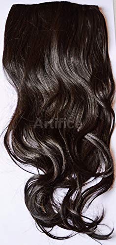 Image of Artifice 5 Clips Wavy Hair Extension High Temperature Synthetic Fiber 26 inch 150gm (Natural Brown)