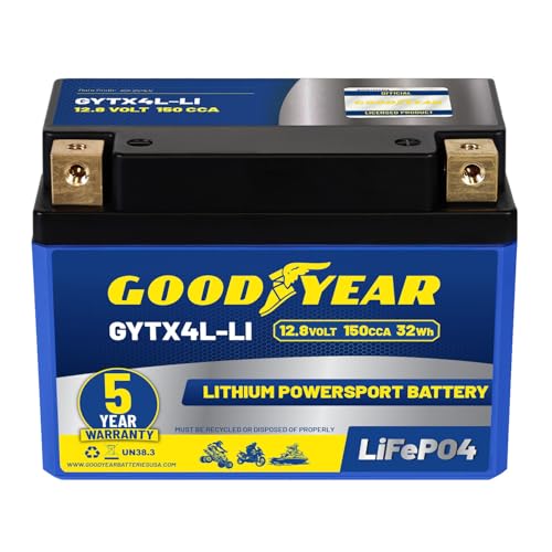 Goodyear GYTX4L-LI Lithium LiFePO4 12.8V 150CCA Rechargeable High Performance Powersport