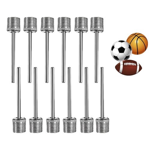 12 Pcs Ball Pump Needles Durable Stainless Steel Needles Ball Pump Inflation Needle Air Pump Needles Inflating Pump Needle for Volleyball Football Basketball & All Sports Balls