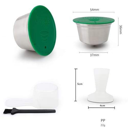 Capsulone Stainless Steel Refillable Coffee Capsule Fit For Dolce Gusto Cafe Maker Cream Reusable Coffee Pods Metal Permanent Coffee Filter Compatible With Nescafe Dolce Gusto With 1 Tamper #TOP4