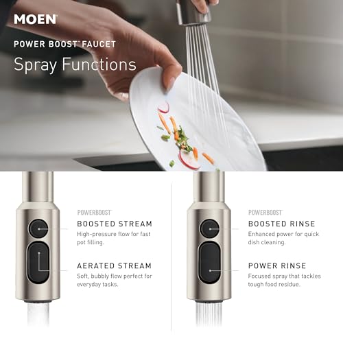 Moen Inara Stainless Pulldown Kitchen Faucet with Power Boost, Modern Kitchen Faucet, One-Handle High Arc, Easy Installation, Spot Resist Finish, 87463SRS - image 7