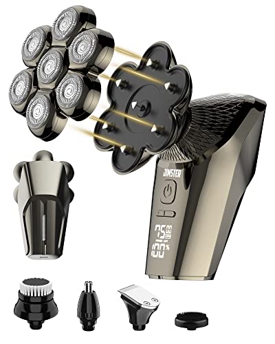 Head Shavers For Bald Men, Jimster Electric Shavers For Bald Head Cordless, Bald Head Shavers For Men, 5-In-1 Men's Electric Shaver, Ipx7 Waterproof 7D Rotary Shaver Grooming Kit With Type-C Charge #TOP4