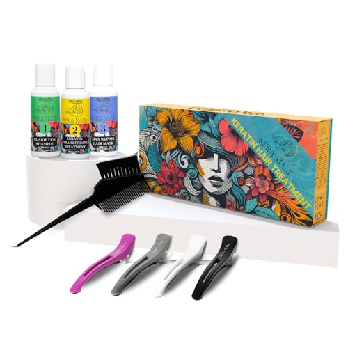 Kera Mane Brazilian Keratin Smoothing Hair Treatment-Organic Strengthening Blowout Botox & Mask Complex Formaldehyde Free at Home Kit-Silky Frizz-Free-Keratina Brasileña Sin Formol Para Alisar (60 Ml)