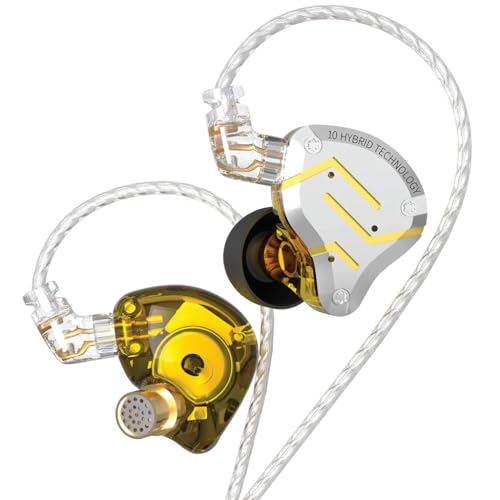 Image of KZ ZS10 Pro in-Ear Monitor Earphone with Mic, Hybrid Driver IEM (4 Balanced Armature+1 Dynamic Driver) 2Pin 0.75mm Connector, Detachable Cable 3.5mm Gold Plated Plug for Singers, Musician (Mic)