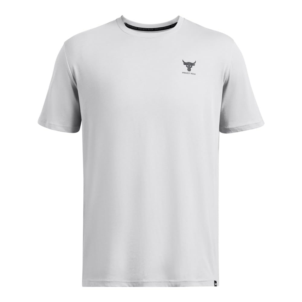Under Armour Men's Project Rock Simple Branded Short Sleeve T Shirt, (011) Mod Gray Medium Heather / / Black, Large