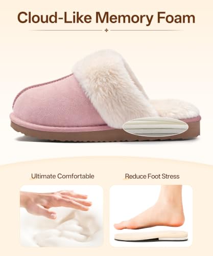 Image of Litfun Fuzzy Memory Foam Slippers for Women Indoor Outdoor House Shoes
