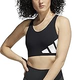 adidas Women's Standard Ultimate High-Support Logo Bra, Black/White, Medium