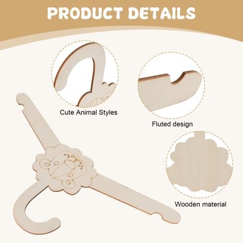 20 Piezas Perchas de Madera para Bebé y Niño, Antideslizantes Perchas de Bebé para Ropa para Infantiles con Forma de Animales, para Ropa, Chalecos, Blusas, Pantalones