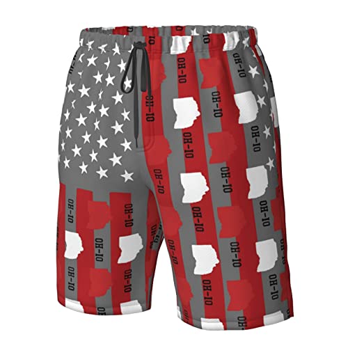 Men's Hawaiian Novelty Oh-Io State Quick Dry with Side Pocket Mesh Lining Swim Trunks2