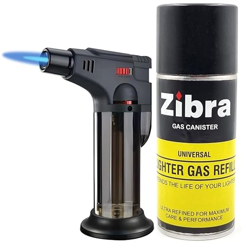 Image of Blow Torch Jet Flame I Culinary Kitchen Gas Lighter with 180 ml Butane Gas Refill Bottle I Suitable for Crackers, BBQs Coal, Camping, Candle (Mix Color)