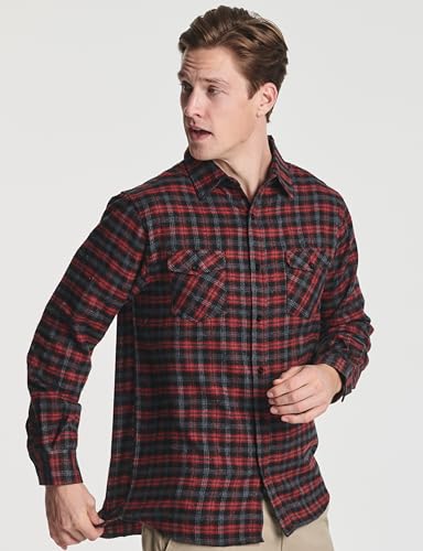 Real Essentials 3 Pack: Men's Long-Sleeve Flannel Button Down Plaid Casual Shirt (Available in Big & Tall)2