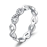 JewelryPalace Anillo Infinito Amor Para, Anillos Mujer Plata Diamante Simulado, Anillos Plata de ley 925 Mujer en Oro, Promiso Anillo Mujer Alianzas, Aniversario, Joyería Personalizada