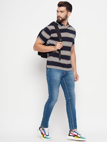 Image of UNIBERRY Men's Cotton Blend Half Sleeve Printed Polo Neck T-Shirt Has A Short Sleeve & Pocket On ChestBZRMT6-MR