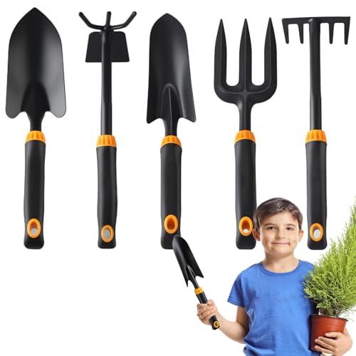 Pala para plantas | 5 piezas Palas de mano para jardinería | Juego de palas de mano para trasplantar, bancal, huerta, cuidado del césped con mango ergonómico para interior y exterior