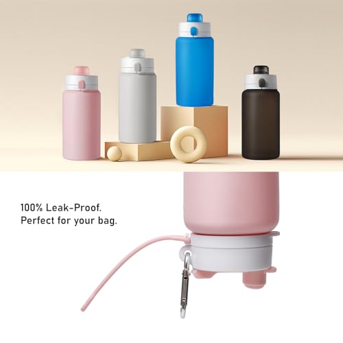 Opard Collapsible Water Bottles 19 Oz - BPA Free, Leak Proof, Foldable Silicone Collapse Bottle, Easy to Compact and Expandable, Travel Essentials Accessories - Image 6
