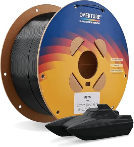 OVERTURE 2KG Bundle Rapid PETG 3D Printer Filament 1.75mm, Black 2kg