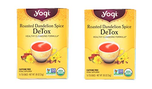 YOGI Organic 2 PACK (32 TEA BAGS )Tea Green Detox Herbal Blends Over 40 Different Flavors to choose from (ROASTED DANDELION SPICE DETOX)