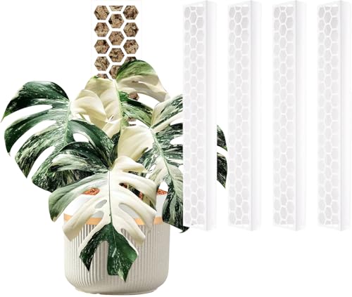 Haispring Plastic Moss Pole 4 Pack 17 Inch 43cm for Climbing Plants Monstera, Moss Pole Support for Indoor Plants, Plant Support for Monstera Work with Sphagnum Moss, Plant Lover Gifts（White）