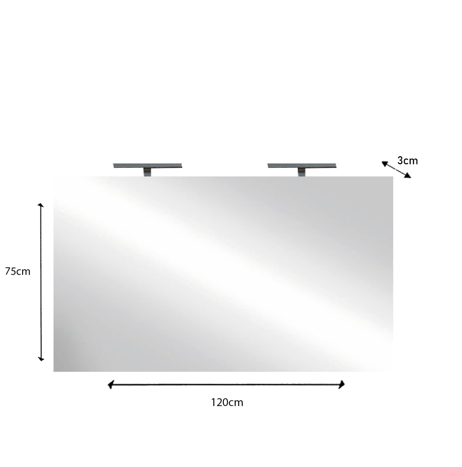 Web Convenienza Specchio Bagno con Luce LED - Specchiera Rettangolare + LED - Specchio da Parete (120 cm)